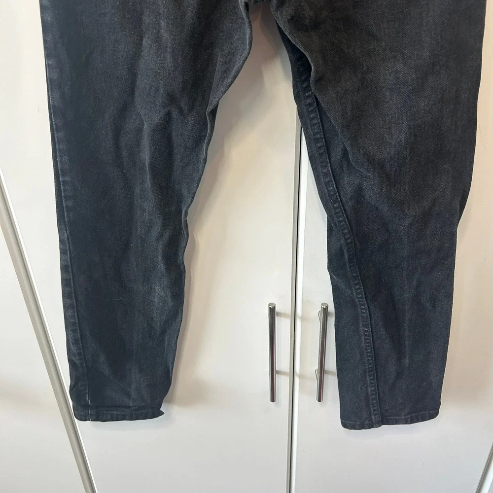 Tommy Hilfiger Vintage High Waisted Black Denim Jeans Straight Leg Flag Logo
